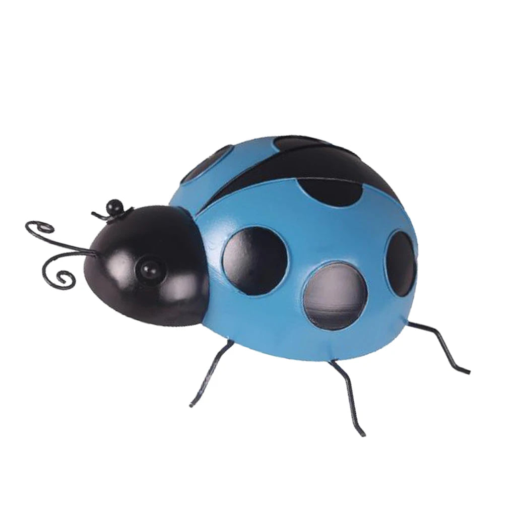Iron Ladybug Metal Animal Hanging Wall Art Hanger Indoor Outdoor Garden Home Decoration, 10cm