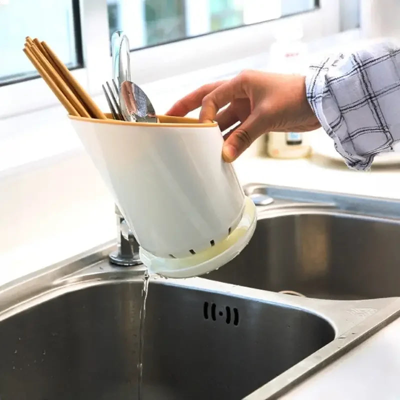 1PC Kitchen Storage Chopsticks Tube With Drain Plate Tableware Storage Holder Home Kitchen Organizer Rack Chopstick Drain Box