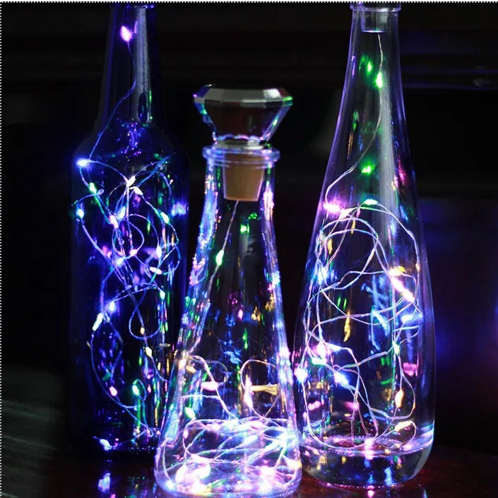 Solar Diamond Shaped Wine Bottle Lights 2M 20LED Waterproof Multicolor Fairy Light String for Garden, Terrace, Party Decoration