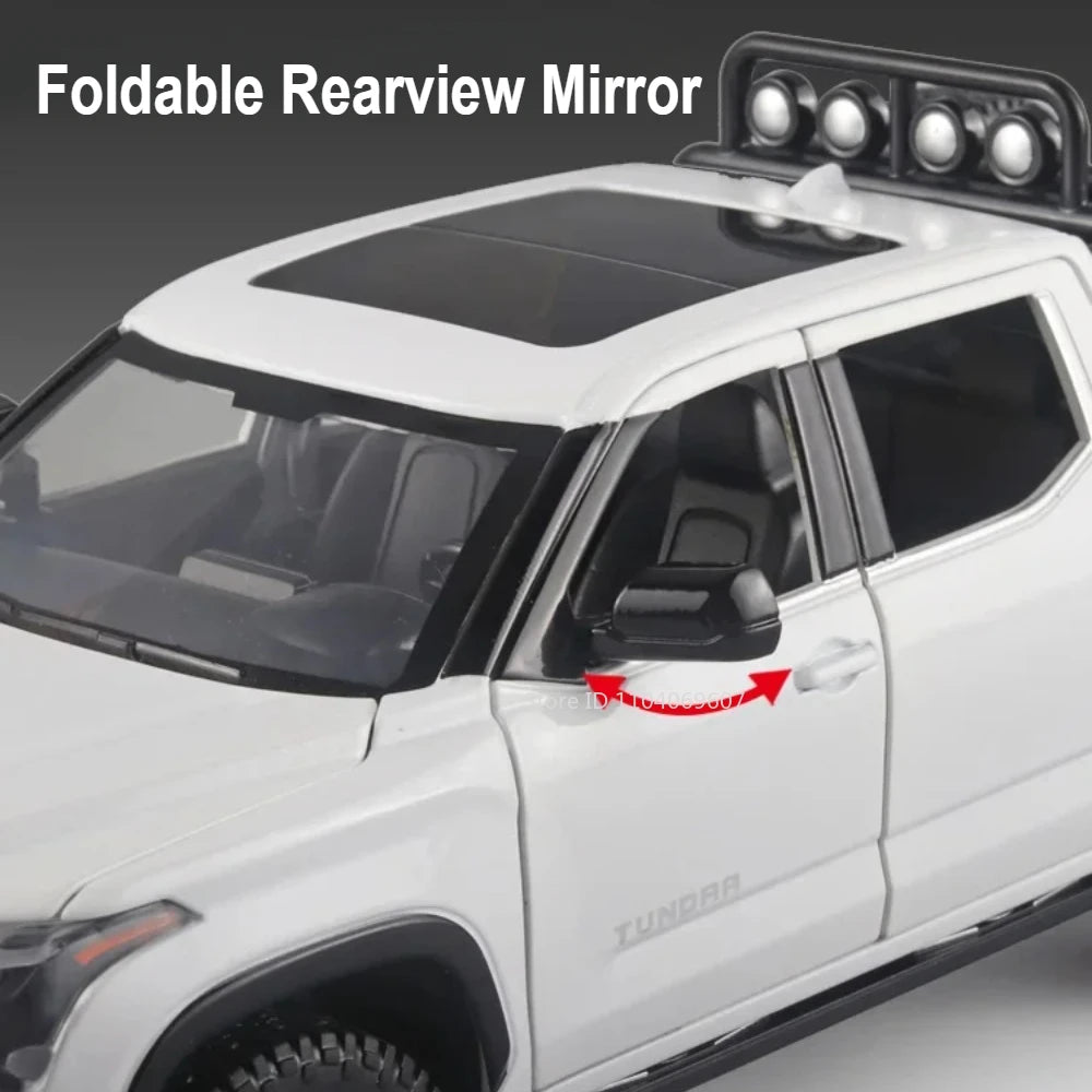 Scale 1:24 Tundra Model Car Toy Metal Diecast 6 Doors Opened Pull Back Sound Light Off-road Vehicle Models Boys Gifts Decoration