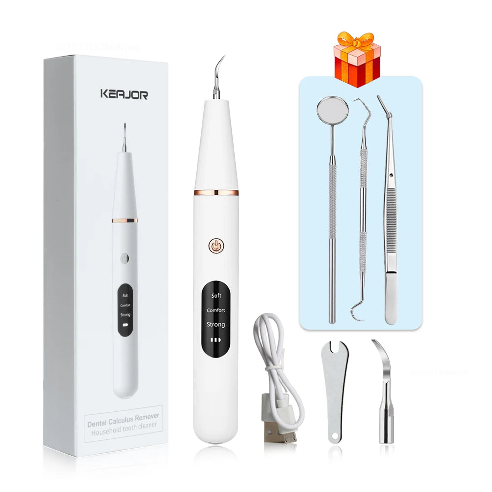 Electric Sonic Dental Calculus Scaler Oral Teeth Tartar Remover Plaque Stains Cleaner Removal Teeth Whitening Portable with LED