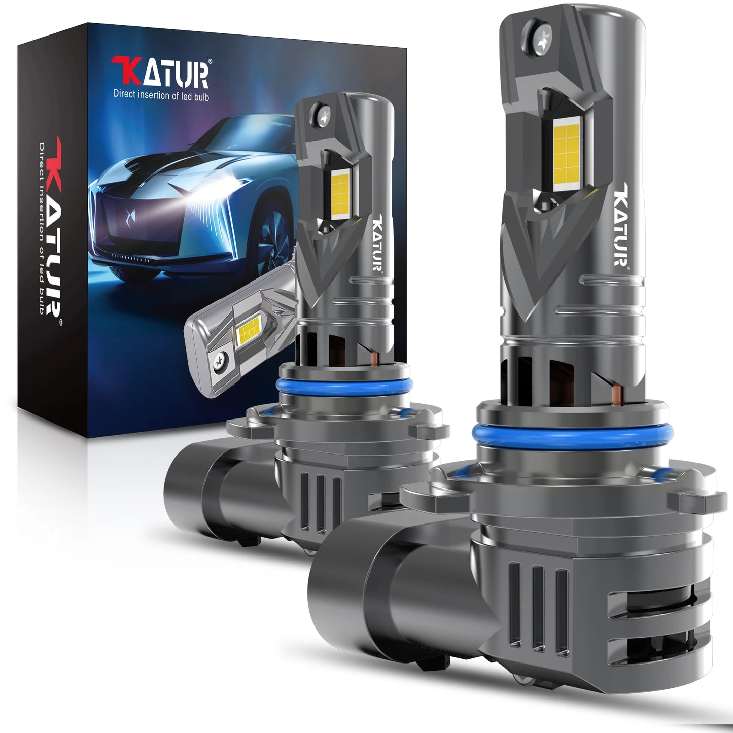 Katur 2x HIR2 9012 Led Car Headlight 100W Bulb Xenon 6000K 20000Lm White Turbo Diode Lamps with Fan DRL Super Bright High Power