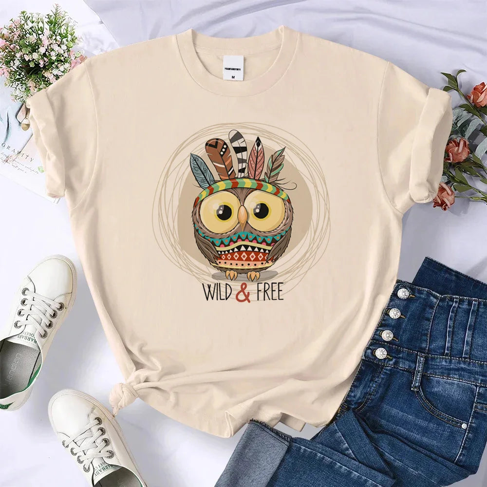 Owl shirt women Punk Vintage hip hop aesthetic tshirt graphic University women Trendy