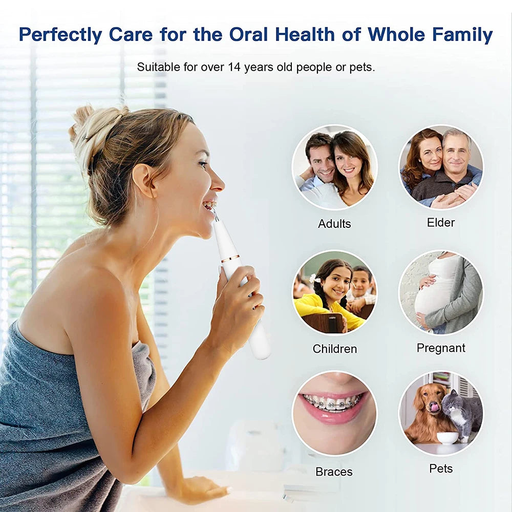Electric Sonic Dental Calculus Scaler Oral Teeth Tartar Remover Plaque Stains Cleaner Removal Teeth Whitening Portable with LED