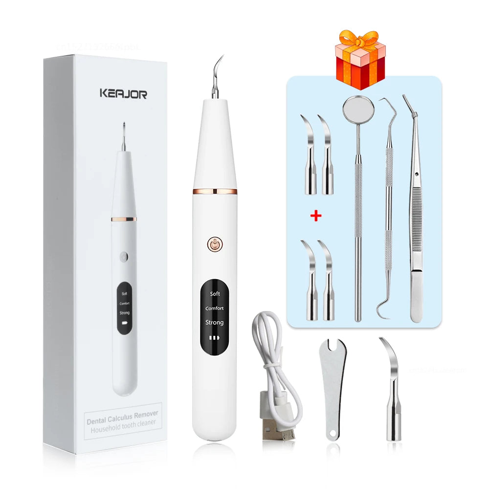 Electric Sonic Dental Calculus Scaler Oral Teeth Tartar Remover Plaque Stains Cleaner Removal Teeth Whitening Portable with LED
