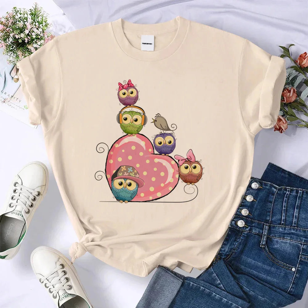 Owl shirt women Punk Vintage hip hop aesthetic tshirt graphic University women Trendy
