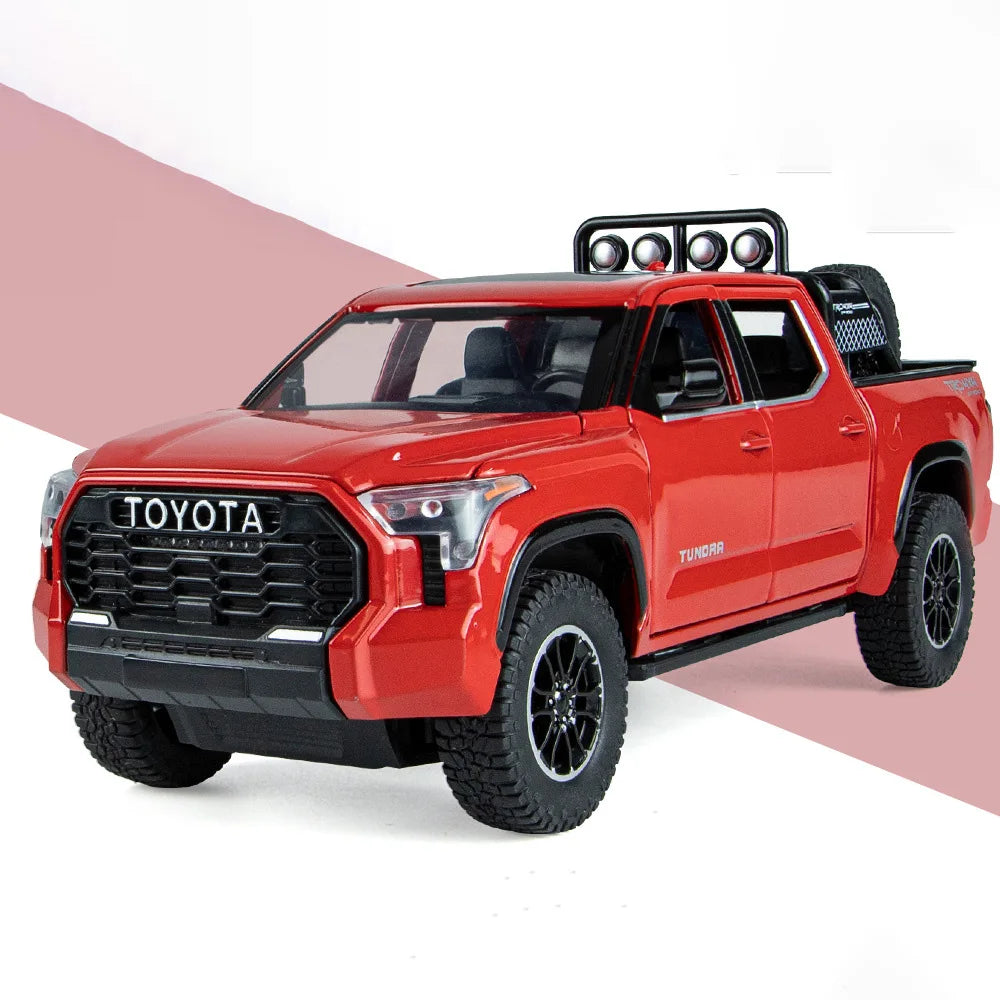 Scale 1:24 Tundra Model Car Toy Metal Diecast 6 Doors Opened Pull Back Sound Light Off-road Vehicle Models Boys Gifts Decoration
