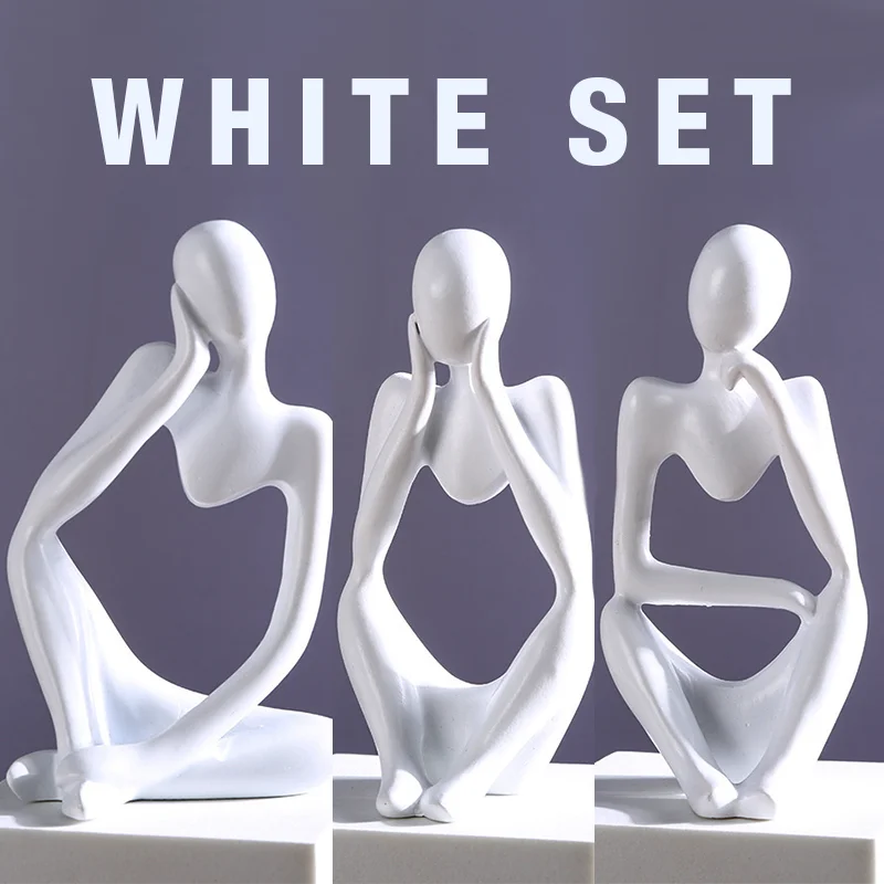 The Thinker set Abstract Statues Sand Color Sculptures Yoga Figurine Nordic Living Room Decor Decoration Room Desk Ornaments