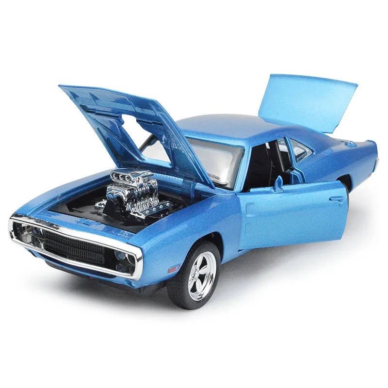 1:32 Simulation 1970 Dodge Charger Alloy Sports Car Model Sound Light Pull Back Luxury Car Children's Toy Gift Ornaments