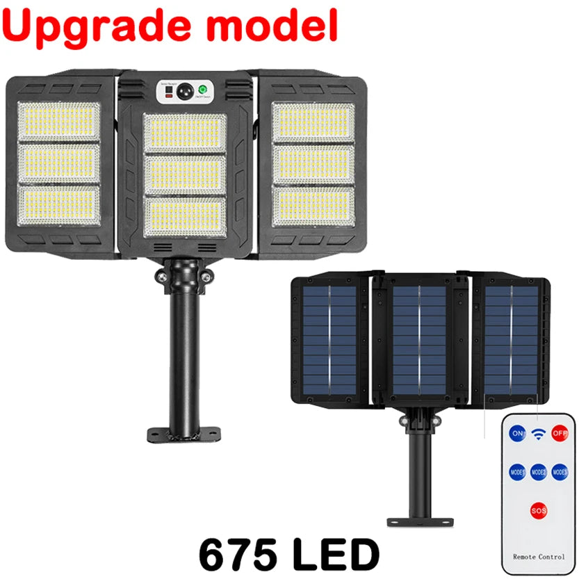 Super Bright Outdoor Solar Lights Motion Sensor Waterproof Street Lamp 800 LED for Lighting Decor Yard with Garden Wall Light