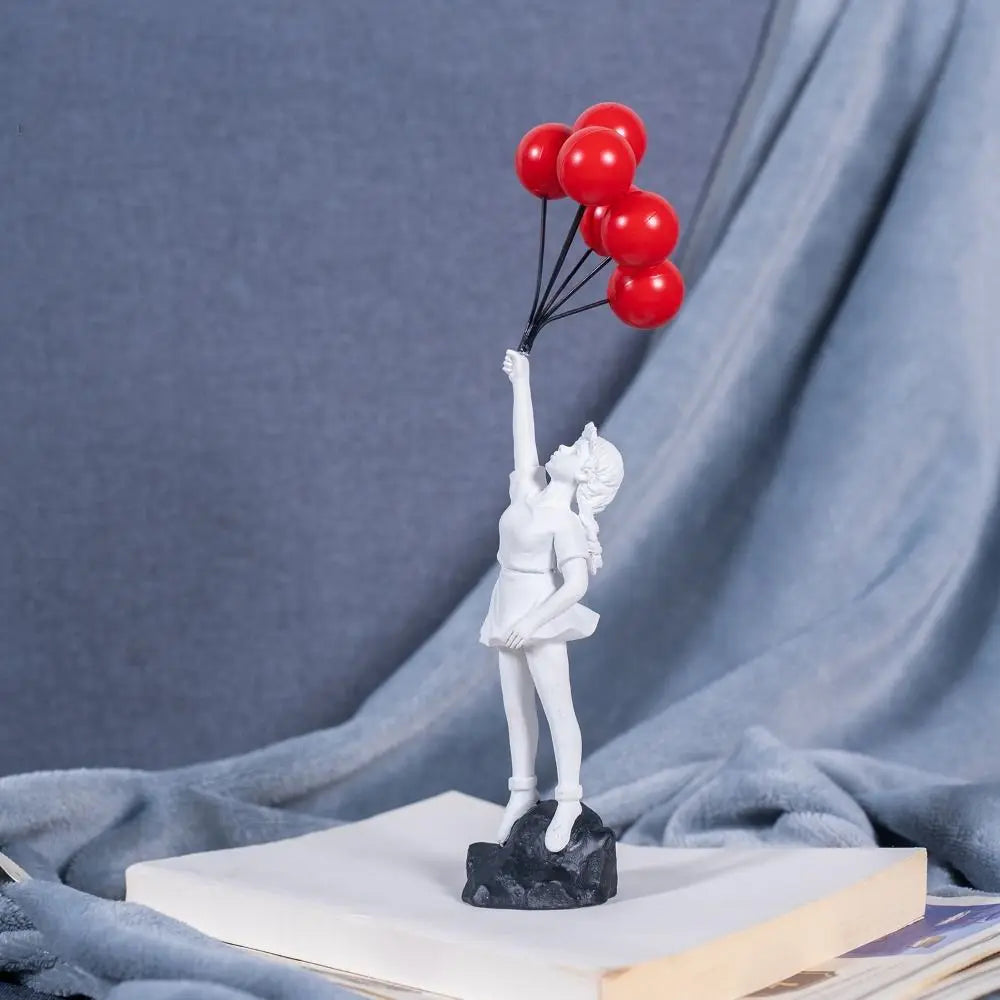 Resin Banksy Figurines for Interior Flower Thrower Statue Sculpture Home Desktop Decor Art Collection Objects