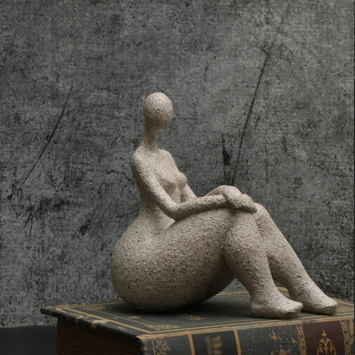1pc, Sandstone Resin Chubby Woman Statue Handmade Sandstone Abstract Art Home Living Room Office Cabinet Tabletop Entryway Dec