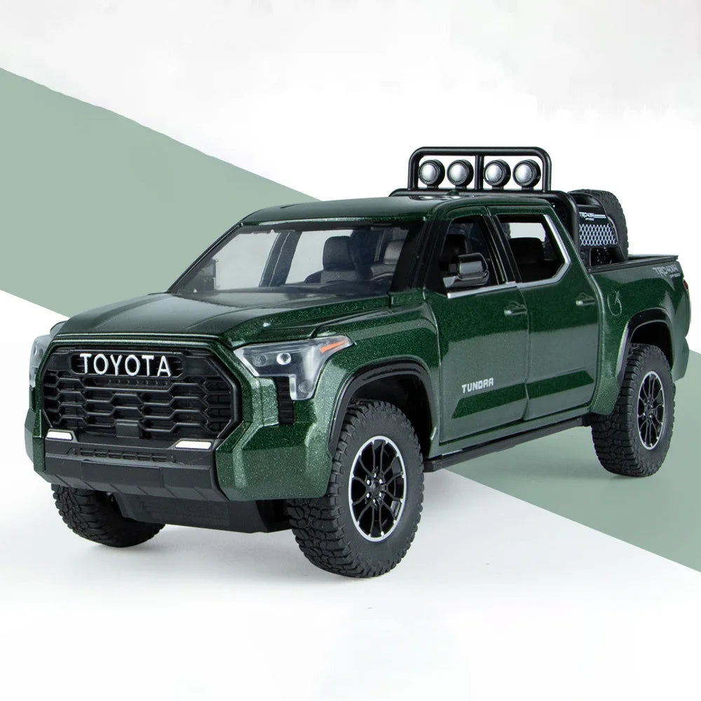 Scale 1:24 Tundra Model Car Toy Metal Diecast 6 Doors Opened Pull Back Sound Light Off-road Vehicle Models Boys Gifts Decoration