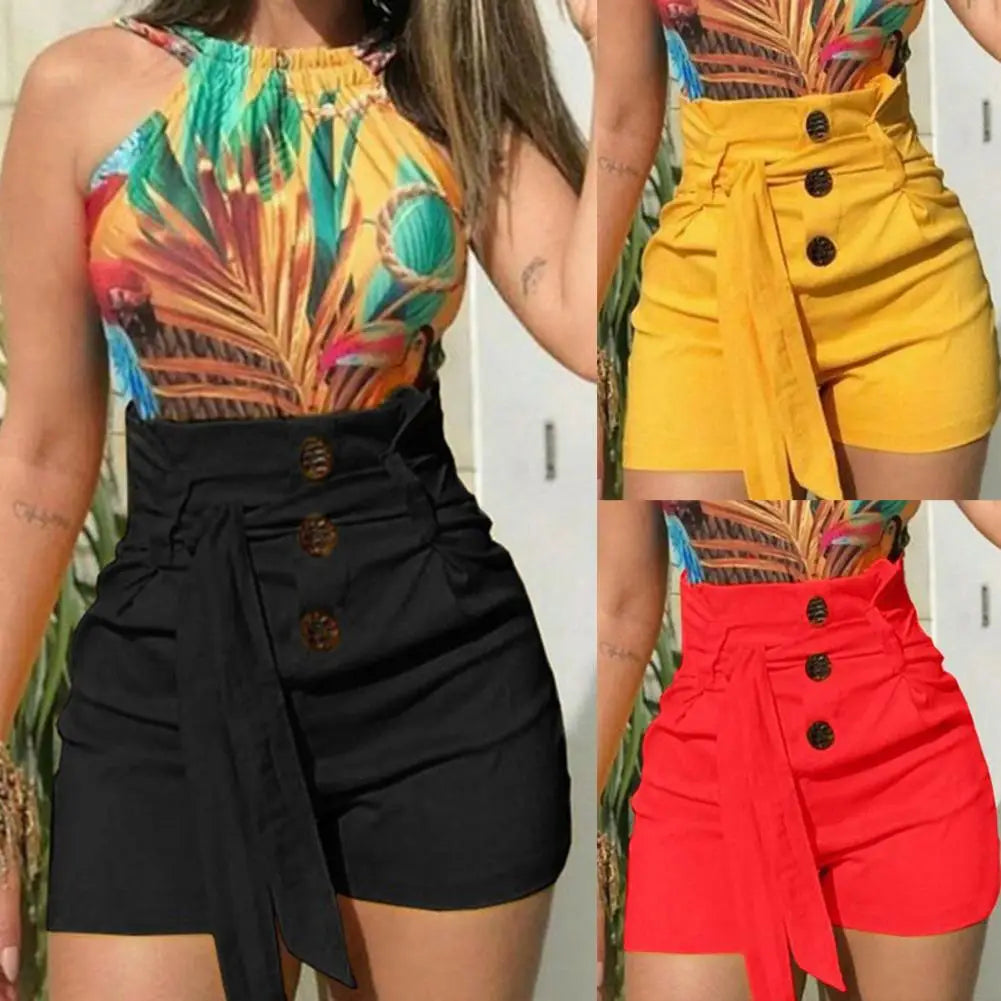 Hot Sale Women's Shorts High Waist Shorts Street Casual Shorts Solid Color Beach Women's Skinny Short Daily Life