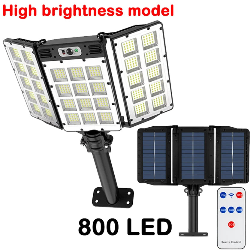 Super Bright Outdoor Solar Lights Motion Sensor Waterproof Street Lamp 800 LED for Lighting Decor Yard with Garden Wall Light