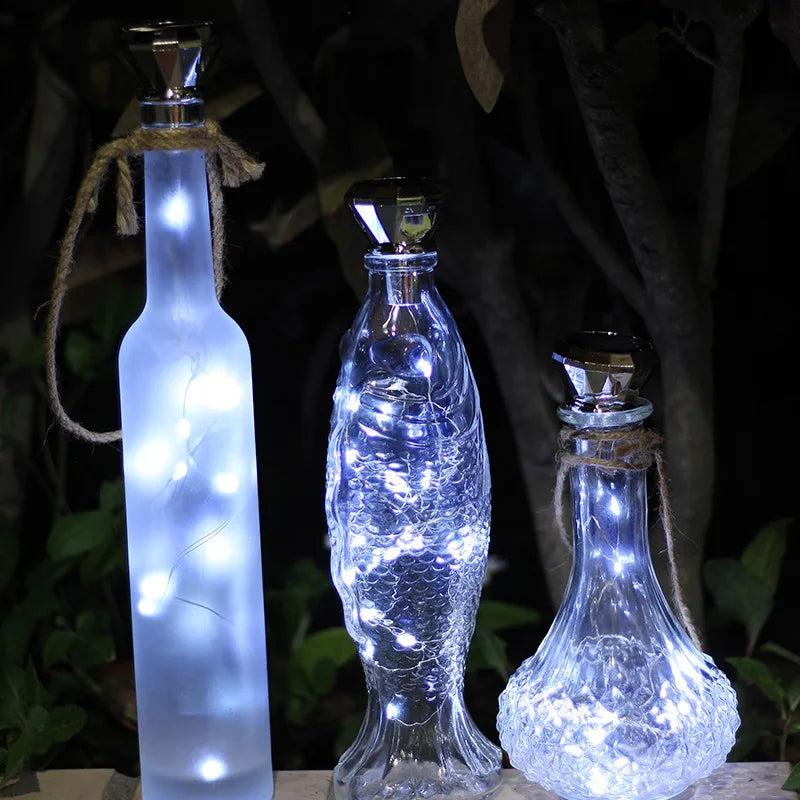 Solar Diamond Shaped Wine Bottle Lights 2M 20LED Waterproof Multicolor Fairy Light String for Garden, Terrace, Party Decoration