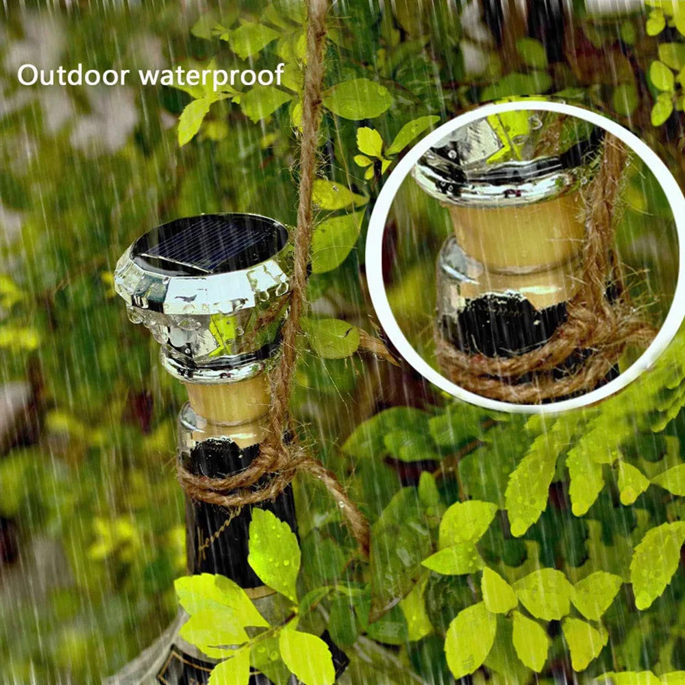 Solar Diamond Shaped Wine Bottle Lights 2M 20LED Waterproof Multicolor Fairy Light String for Garden, Terrace, Party Decoration