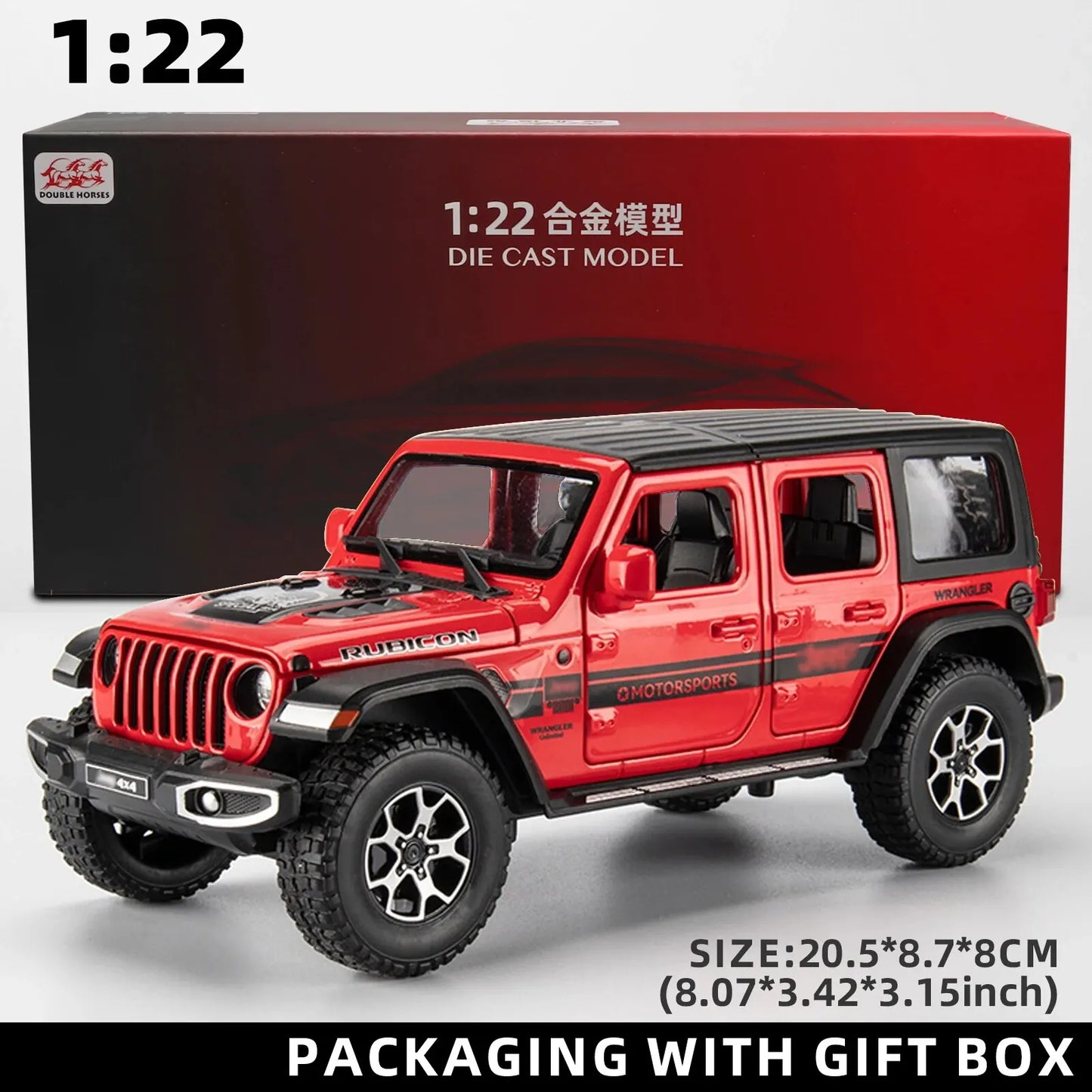 1:22 Model Wrangler Diecast Toy Car Model, Scale Metal Alloy Vehicle for Kids Boys Girls Adults, Doors Open,Gifts Gray