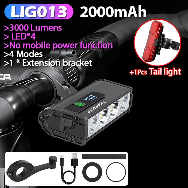 NEWBOLER Bicycle Light Front 10000Lumen Bike Light 10000mAh Waterproof Flashlight USB Charging MTB Road Cycling Lamp Accessories