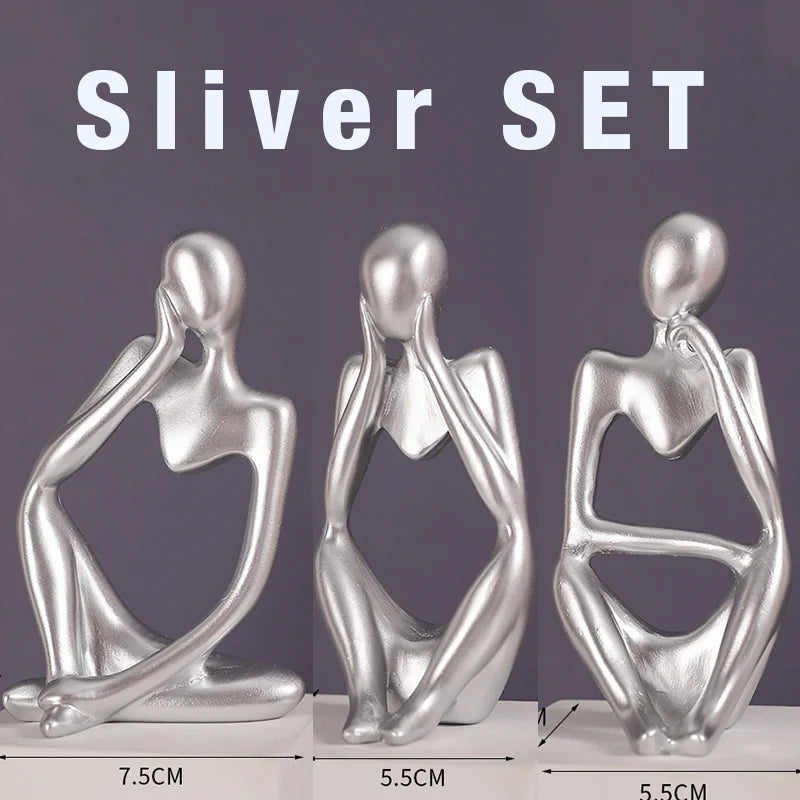 The Thinker set Abstract Statues Sand Color Sculptures Yoga Figurine Nordic Living Room Decor Decoration Room Desk Ornaments