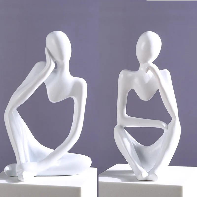 The Thinker set Abstract Statues Sand Color Sculptures Yoga Figurine Nordic Living Room Decor Decoration Room Desk Ornaments