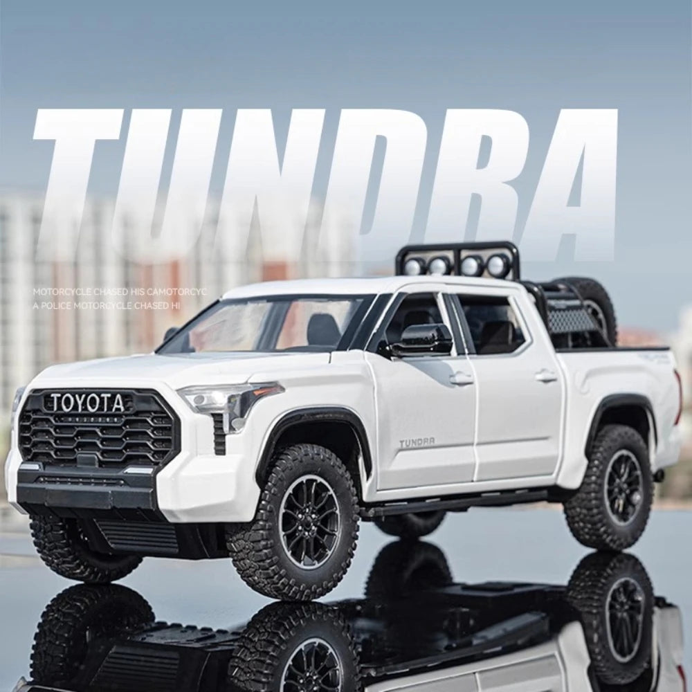 Scale 1:24 Tundra Model Car Toy Metal Diecast 6 Doors Opened Pull Back Sound Light Off-road Vehicle Models Boys Gifts Decoration