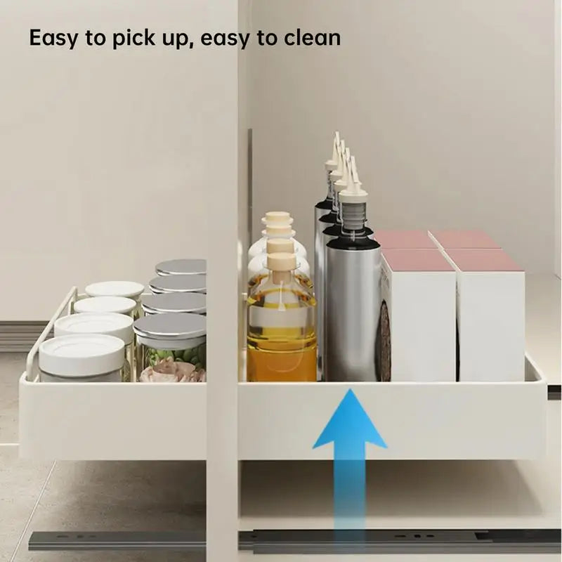Kitchen Storage Rack With Slide Rails Pull-out Kitchen Drawer Type Storage Tray Spices Box Storage Rack Cabinets Organizer
