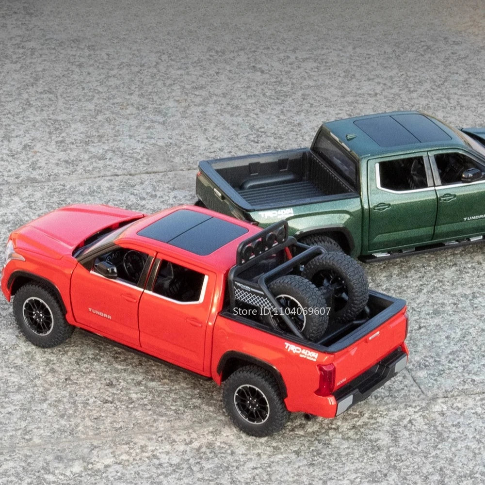 Scale 1:24 Tundra Model Car Toy Metal Diecast 6 Doors Opened Pull Back Sound Light Off-road Vehicle Models Boys Gifts Decoration