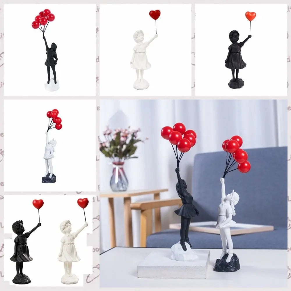 Resin Banksy Figurines for Interior Flower Thrower Statue Sculpture Home Desktop Decor Art Collection Objects