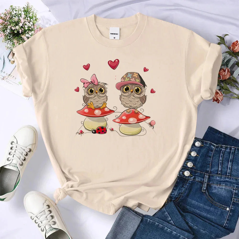 Owl shirt women Punk Vintage hip hop aesthetic tshirt graphic University women Trendy