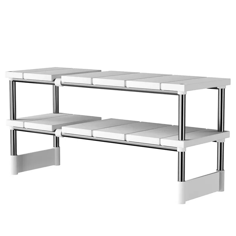 Stackable Storage Rack Wardrobe Layered Partition Rack Closet Sorting Shelves Telescopic Sink Holder Wardrobe Clothing Organizer