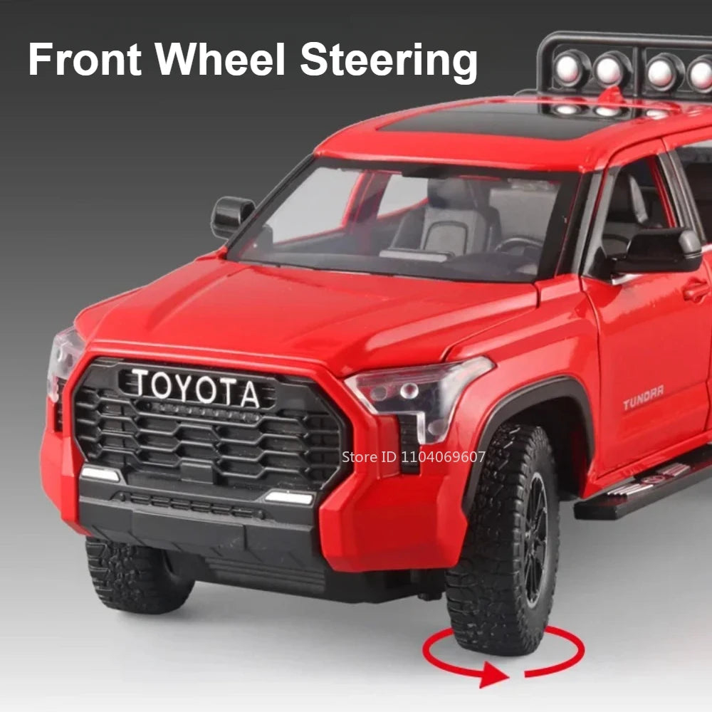 Scale 1:24 Tundra Model Car Toy Metal Diecast 6 Doors Opened Pull Back Sound Light Off-road Vehicle Models Boys Gifts Decoration
