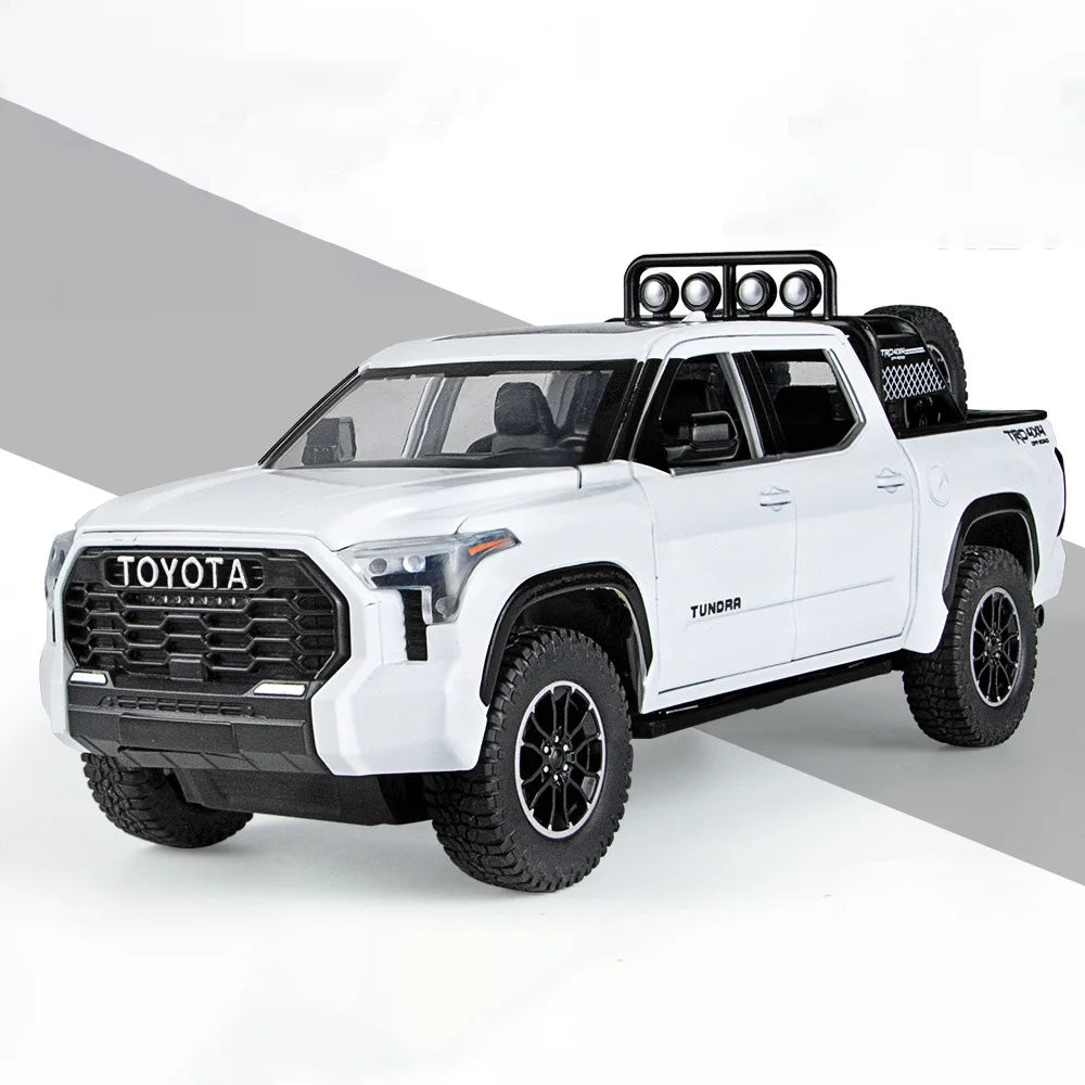 Scale 1:24 Tundra Model Car Toy Metal Diecast 6 Doors Opened Pull Back Sound Light Off-road Vehicle Models Boys Gifts Decoration