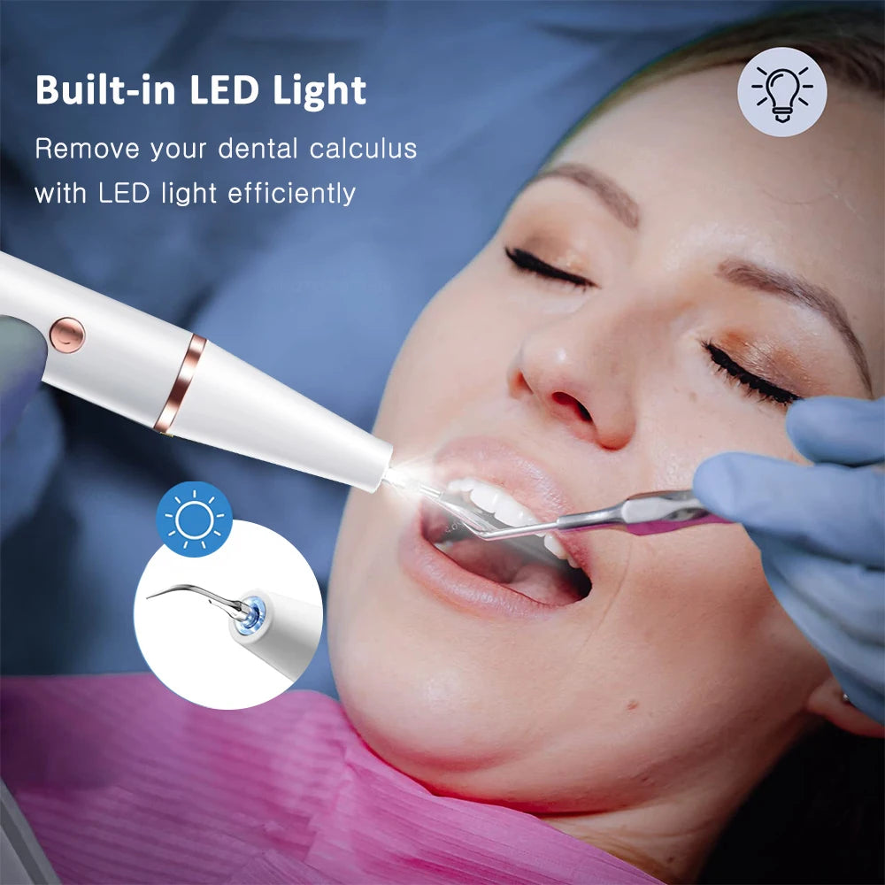 Electric Sonic Dental Calculus Scaler Oral Teeth Tartar Remover Plaque Stains Cleaner Removal Teeth Whitening Portable with LED