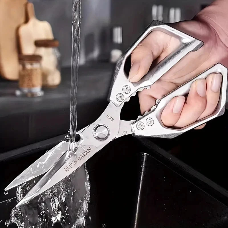 1pc Heavy-Duty Kitchen Scissors Stainless Steel Multi-Purpose Shears for Meat and Roast Cutting Household Cooking Food Scissors