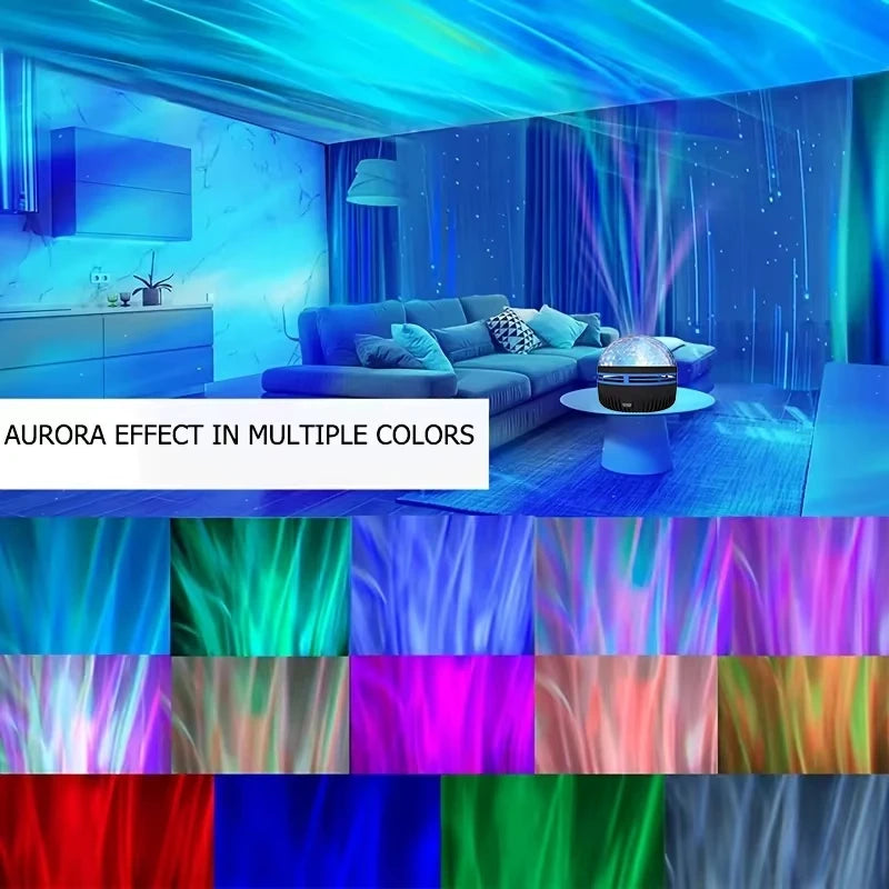 1pc Star Projector, Galaxy Projector, Water Ocean Wave Projector For Bedroom Night Light Room Decor With 7-Colors Patterns