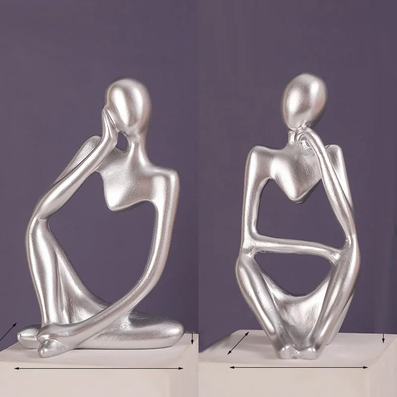 The Thinker set Abstract Statues Sand Color Sculptures Yoga Figurine Nordic Living Room Decor Decoration Room Desk Ornaments