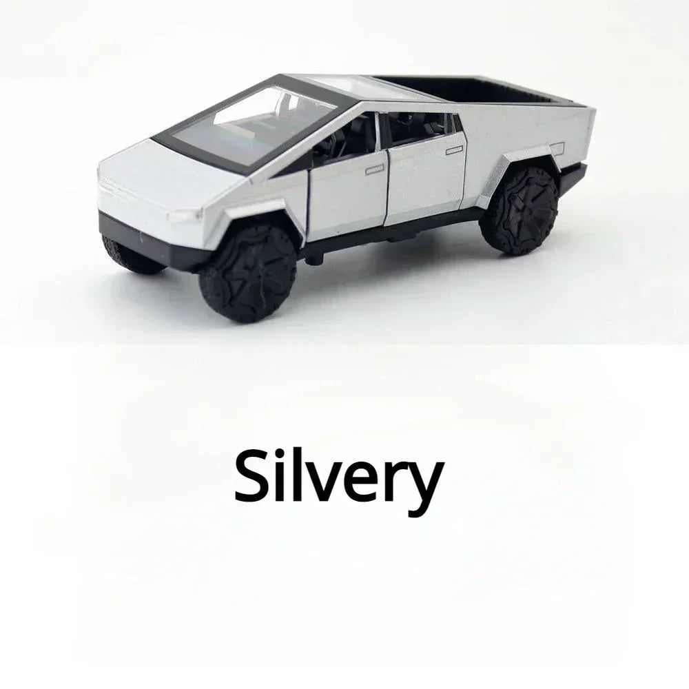 1:36 Tesla Cybertruck Pickup SUV Alloy Car Model Diecast Metal Toy Off-Road Vehicle Pull Back Truck Sound Light Toy Collection