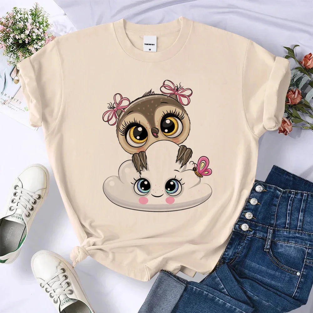 Owl shirt women Punk Vintage hip hop aesthetic tshirt graphic University women Trendy