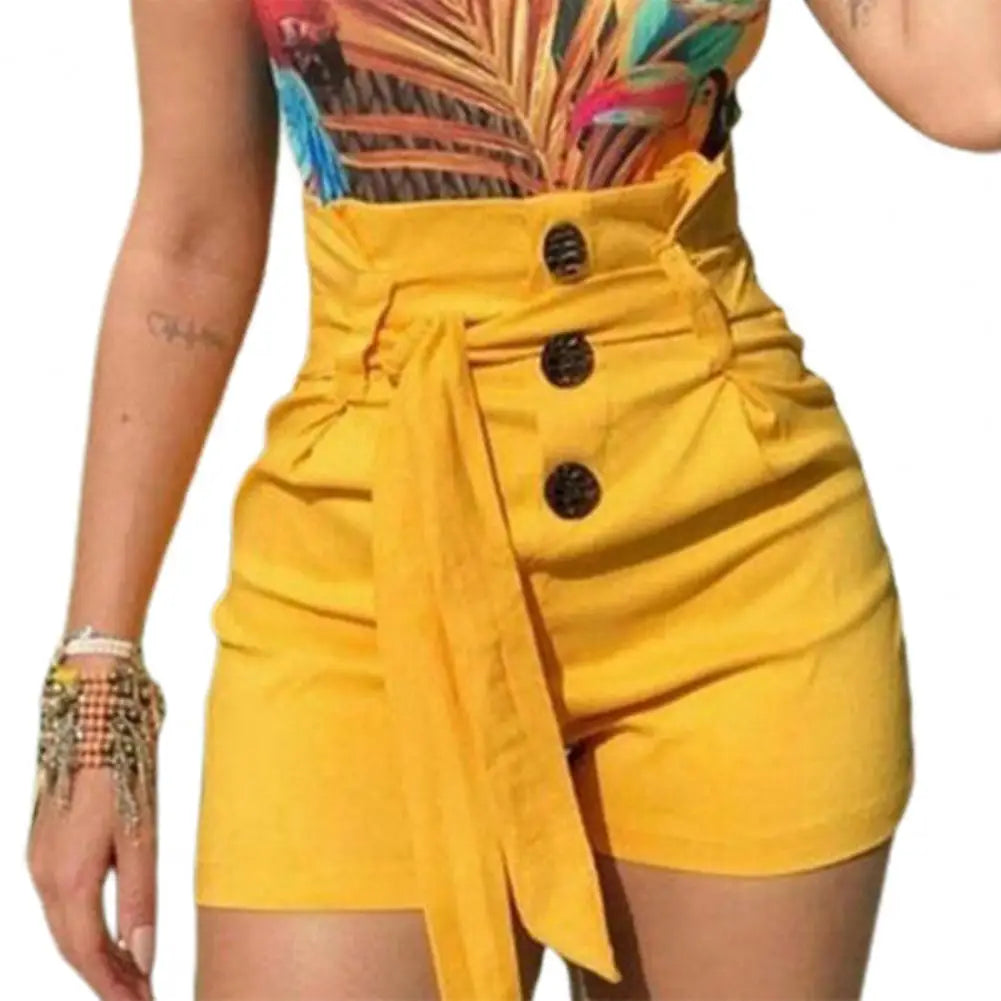 Hot Sale Women's Shorts High Waist Shorts Street Casual Shorts Solid Color Beach Women's Skinny Short Daily Life