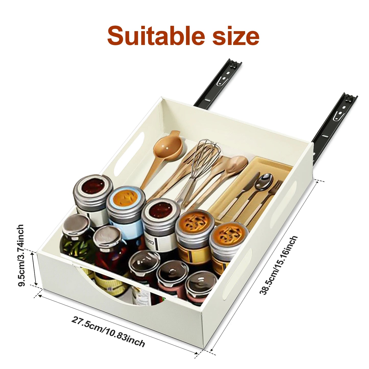 Pull Out Cabinet Organizer Carbon Steel No Drill Sliding Drawer Storage Shelf Multifunctional Pull Out Pantry Shelf For Home