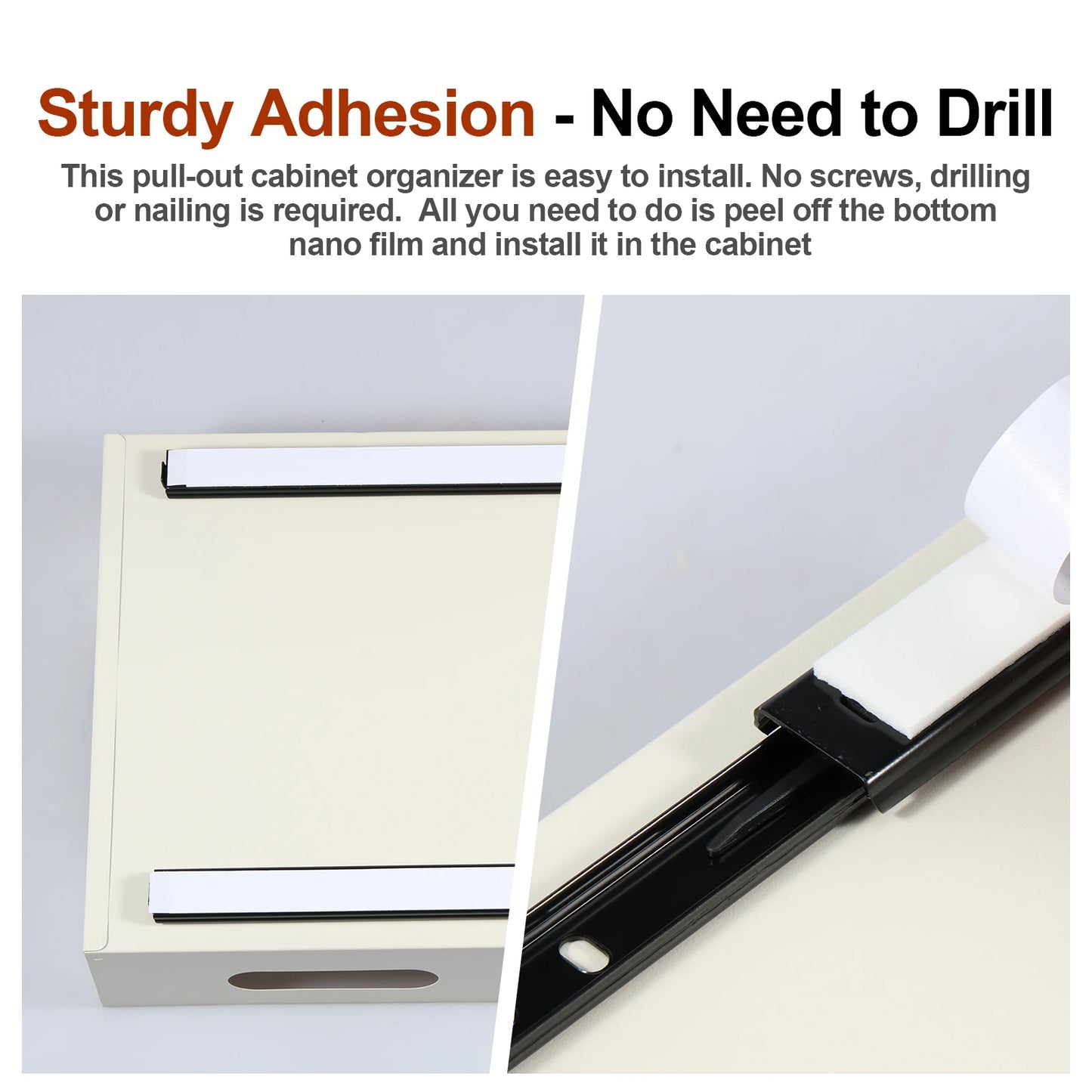 Pull Out Cabinet Organizer Carbon Steel No Drill Sliding Drawer Storage Shelf Multifunctional Pull Out Pantry Shelf For Home