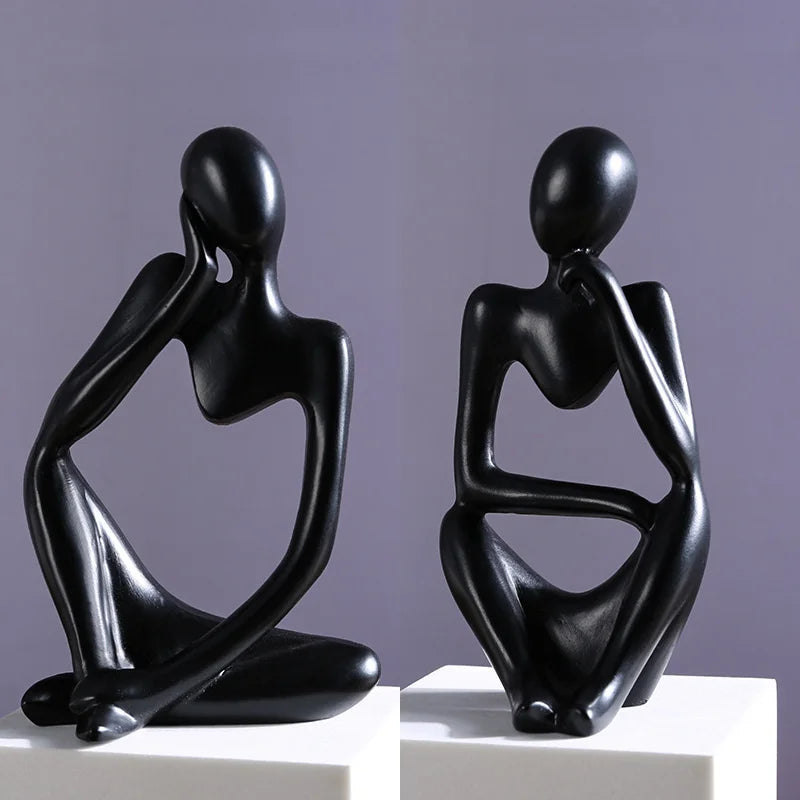 The Thinker set Abstract Statues Sand Color Sculptures Yoga Figurine Nordic Living Room Decor Decoration Room Desk Ornaments