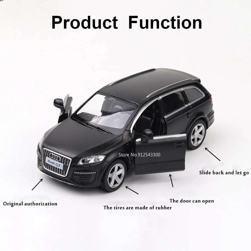 Scale 1:36 Audi Q7 SUV Model Car Toy Diecast Metal Doors Opened Pull Back Off Road Vehicle Models Toys Collection Kids Gifts
