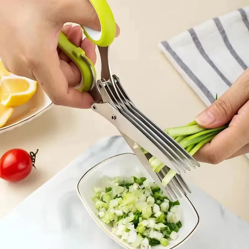 Muti-Layers Kitchen Scissors Stainless Steel Vegetable Cutter Scallion Herb Pepper Spices Cut Cooking Tools Kitchen Accessories