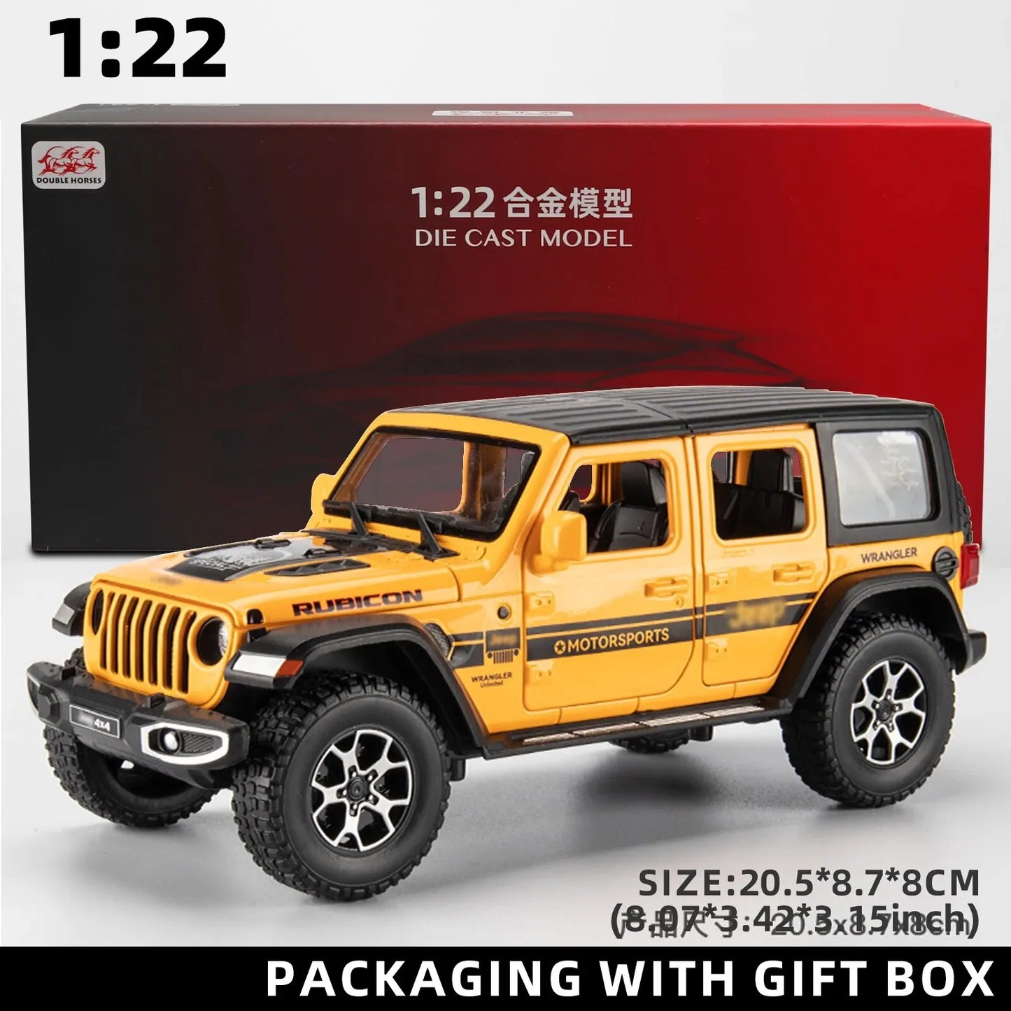 1:22 Model Wrangler Diecast Toy Car Model, Scale Metal Alloy Vehicle for Kids Boys Girls Adults, Doors Open,Gifts Gray