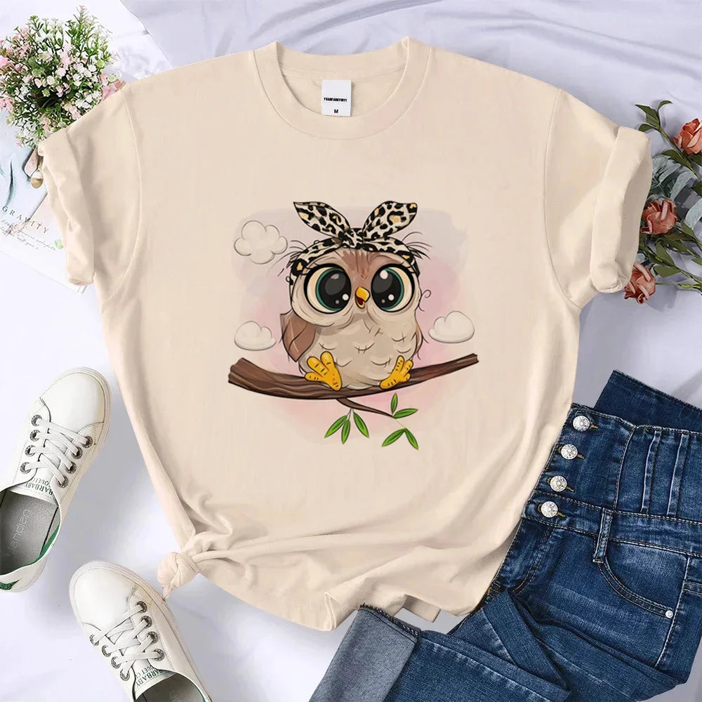 Owl shirt women Punk Vintage hip hop aesthetic tshirt graphic University women Trendy