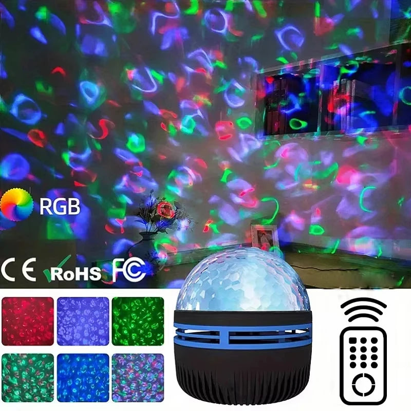 1pc Star Projector, Galaxy Projector, Water Ocean Wave Projector For Bedroom Night Light Room Decor With 7-Colors Patterns