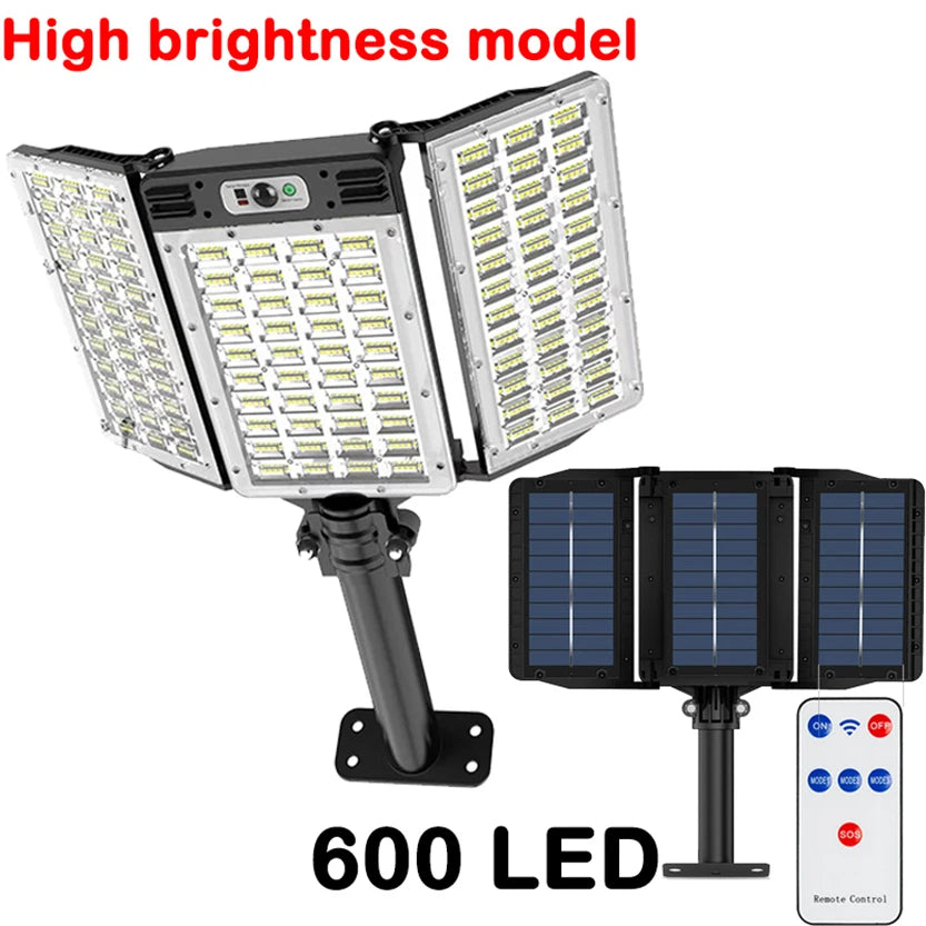 Super Bright Outdoor Solar Lights Motion Sensor Waterproof Street Lamp 800 LED for Lighting Decor Yard with Garden Wall Light