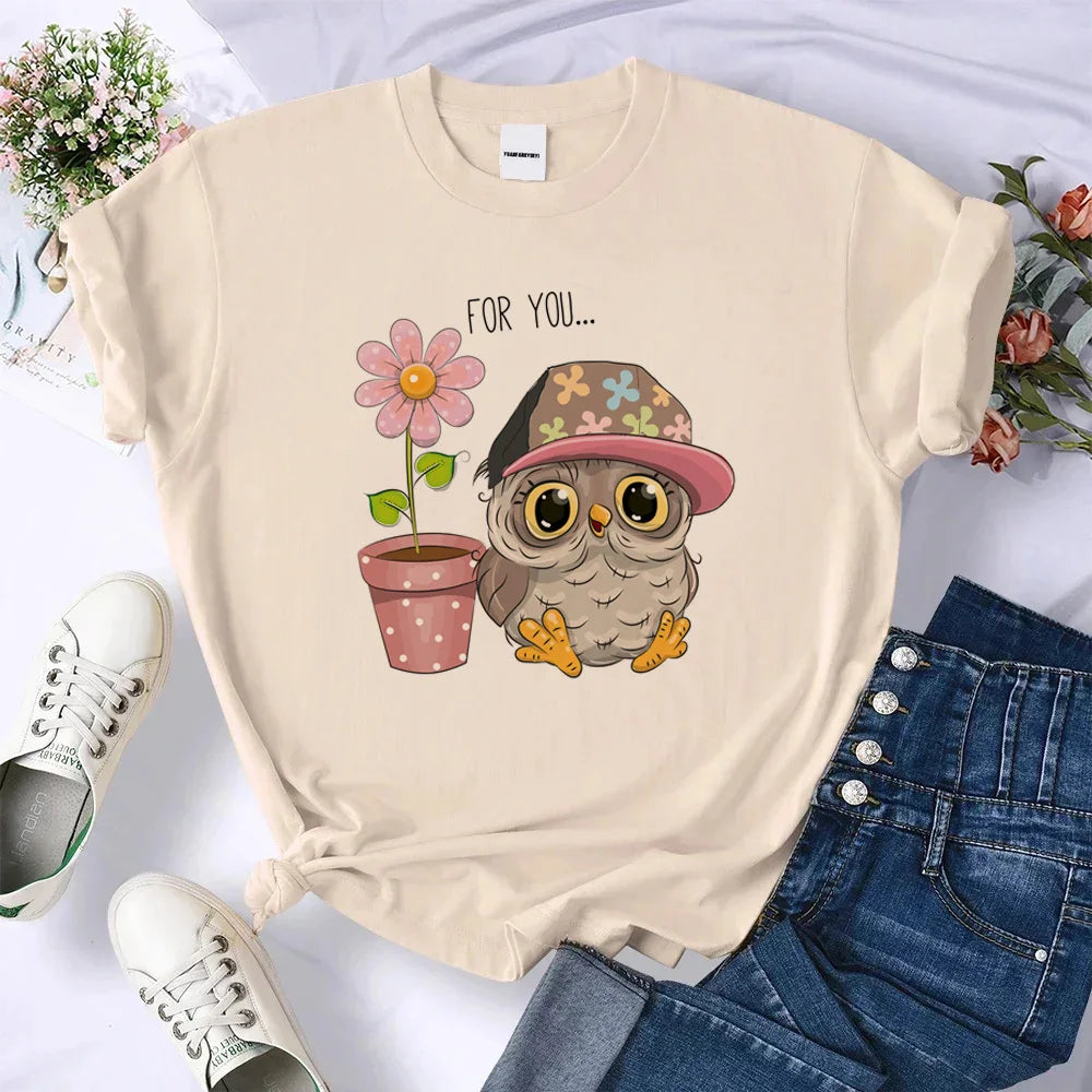 Owl shirt women Punk Vintage hip hop aesthetic tshirt graphic University women Trendy